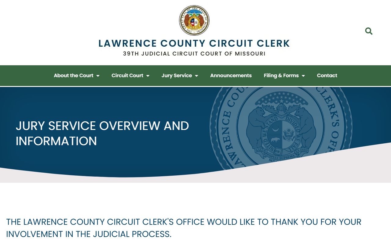 Lawrence County court dockets jury and hearing logistics