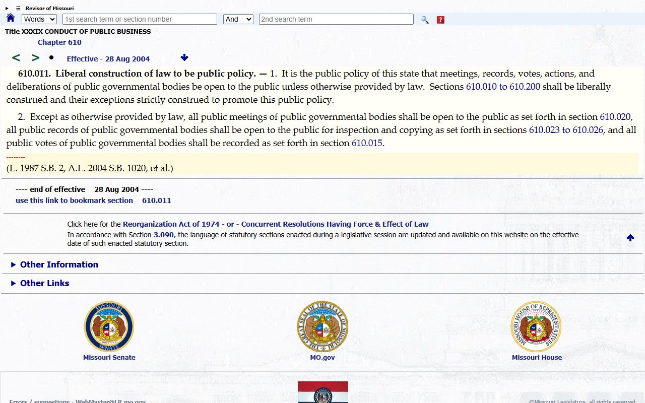 Lawrence County court dockets Missouri Sunshine Law policy