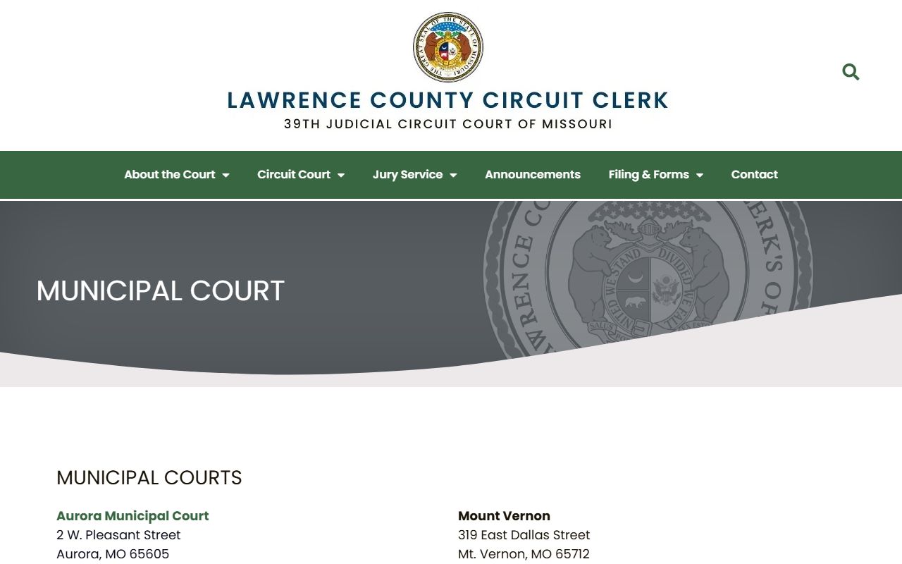 Lawrence County court dockets municipal court schedules