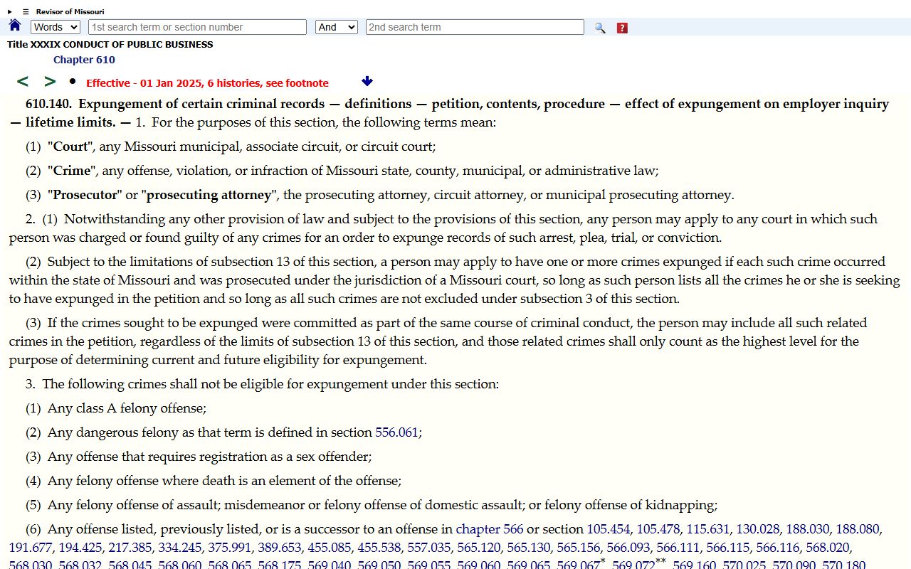 Lawrence County criminal court records Missouri expungement statute