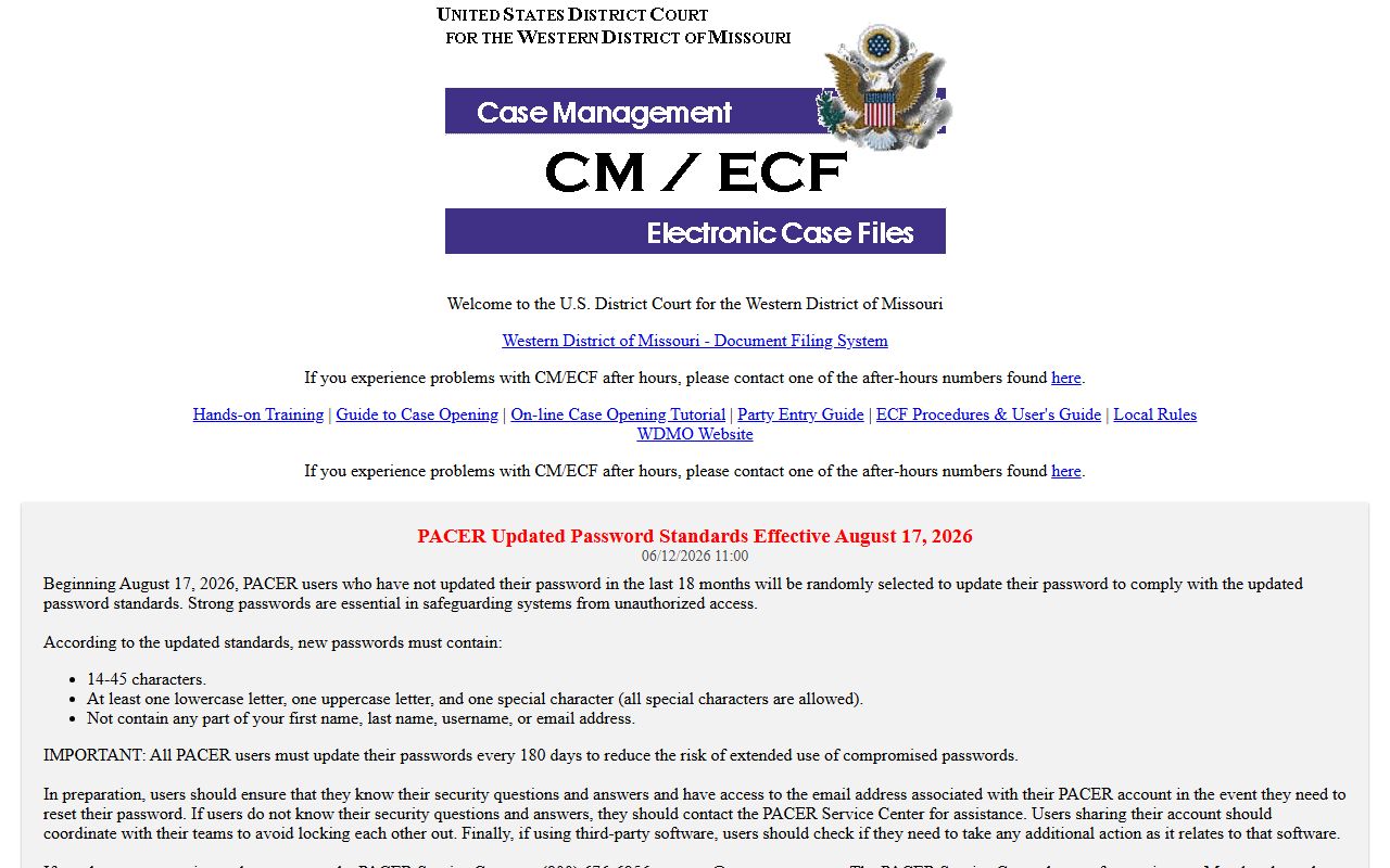 Lawrence County federal court records Western District CM ECF login