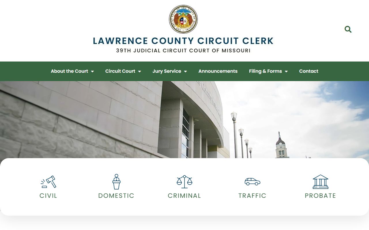 Lawrence County court records Circuit Clerk homepage