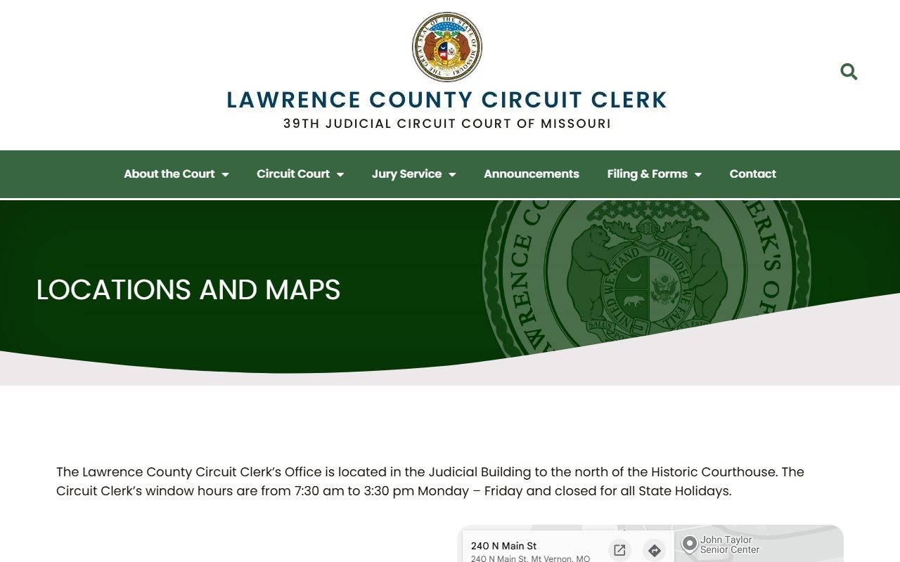 Lawrence County court records Judicial Building and municipal locations