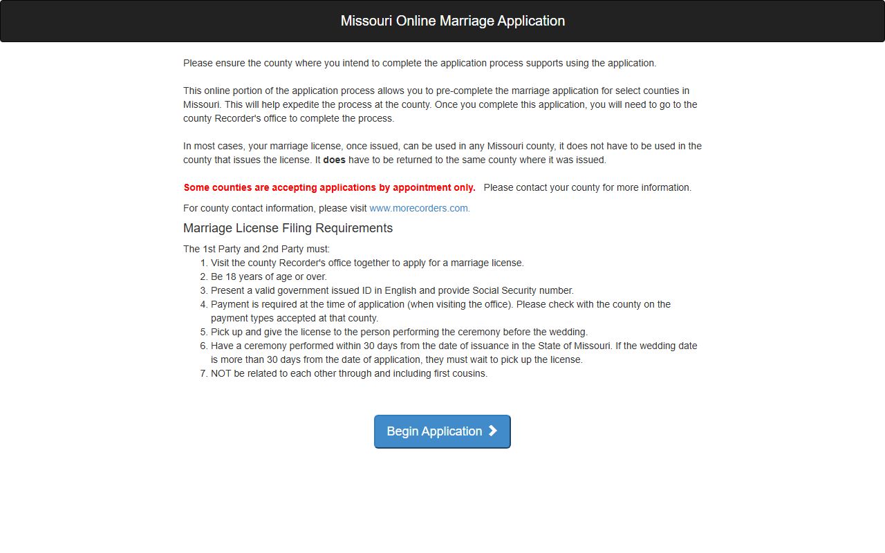 Lawrence County marriage records application portal